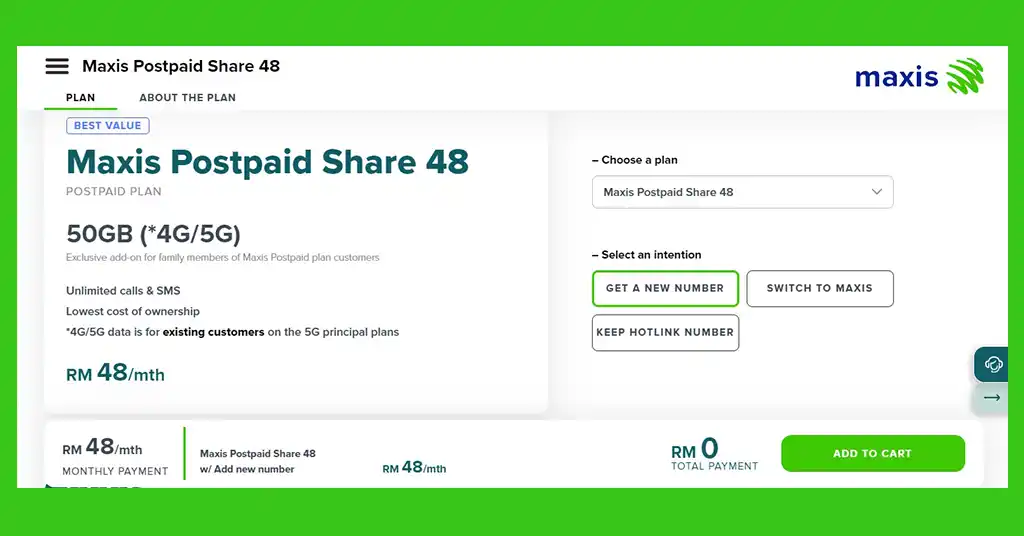 Cara Mendaftar Maxis Postpaid Share 48 Plan