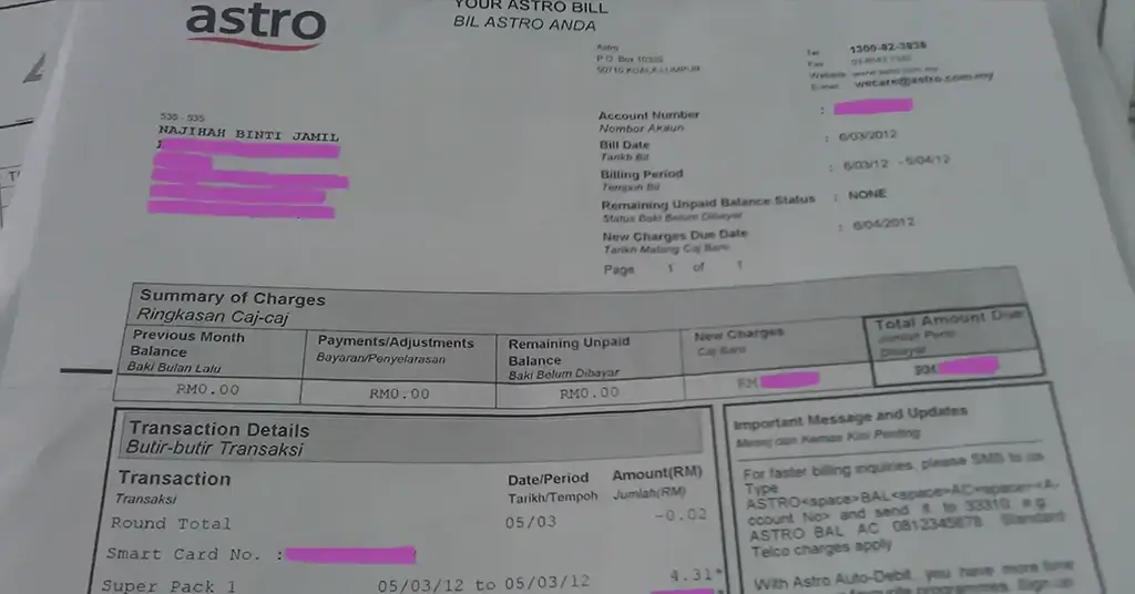 Cara Semak Bil Astro Guna IC Cara Semak Bil Astro Guna IC
