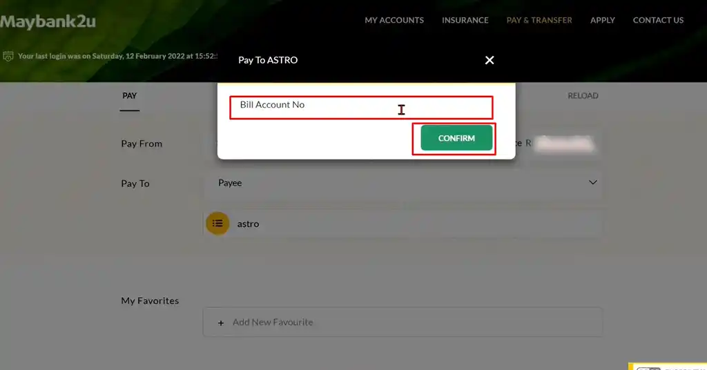 Masukkan Butiran Pembayaran Bil Astro Masukkan Butiran Pembayaran Bil Astro
