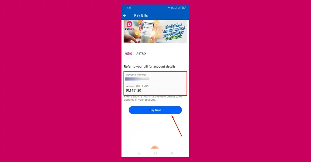 Masukkan Nombor Akaun Astro Anda