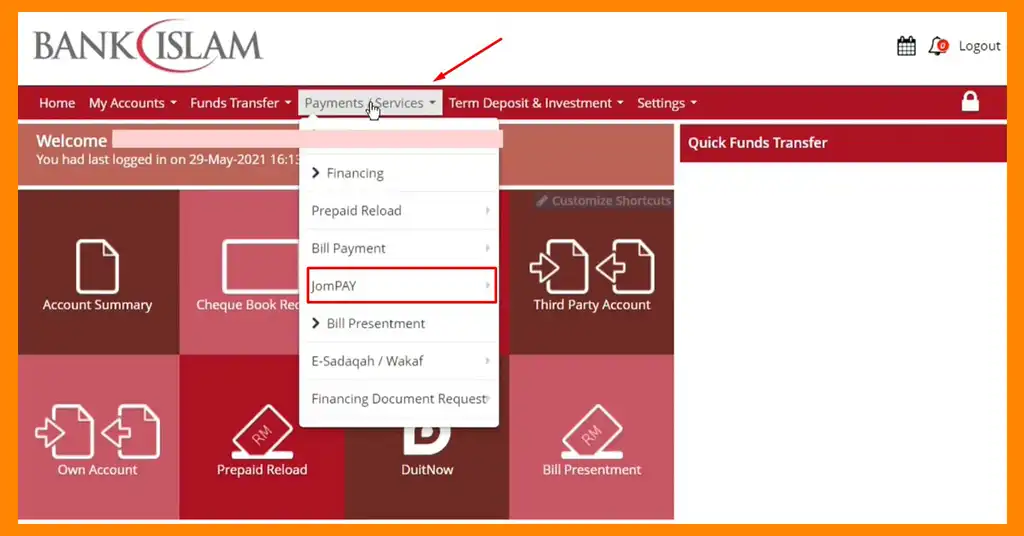 Pilih Menu Pembayaran Bil Pilih Menu Pembayaran Bil