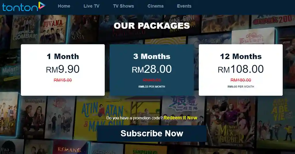 Pilihan Pakej Langganan di Tonton Pilihan Pakej Langganan di Tonton